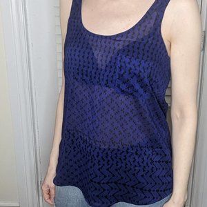 Aqua loose blue tank top with bohemian pattern